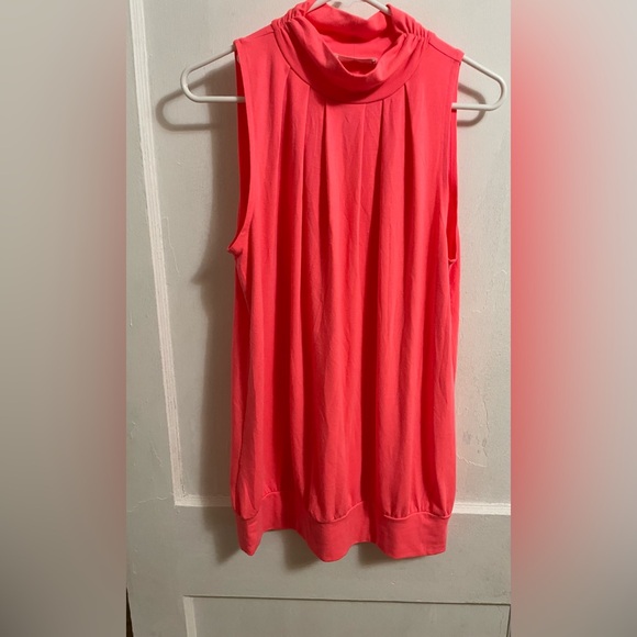 Zenana Mock Neck Sleeveless Shell - Large - Coral Pink - Picture 1 of 5